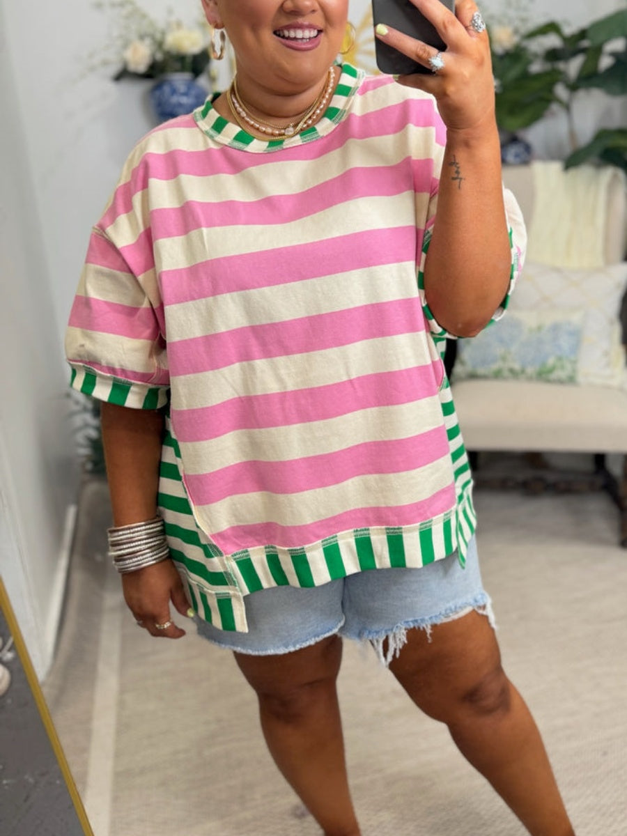 Women's Mixed Stripes Oversized T-shirt
