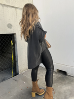 Washed Roll Sleeve Studded Oversized Short Sleeve Top