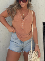 Women's Washed Button Tank