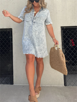 New Women's Washed Shirt Dress