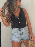 Women's Washed Button Tank