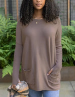 NewLong Sleeve Thumbhole Sweater Pocket Tunic