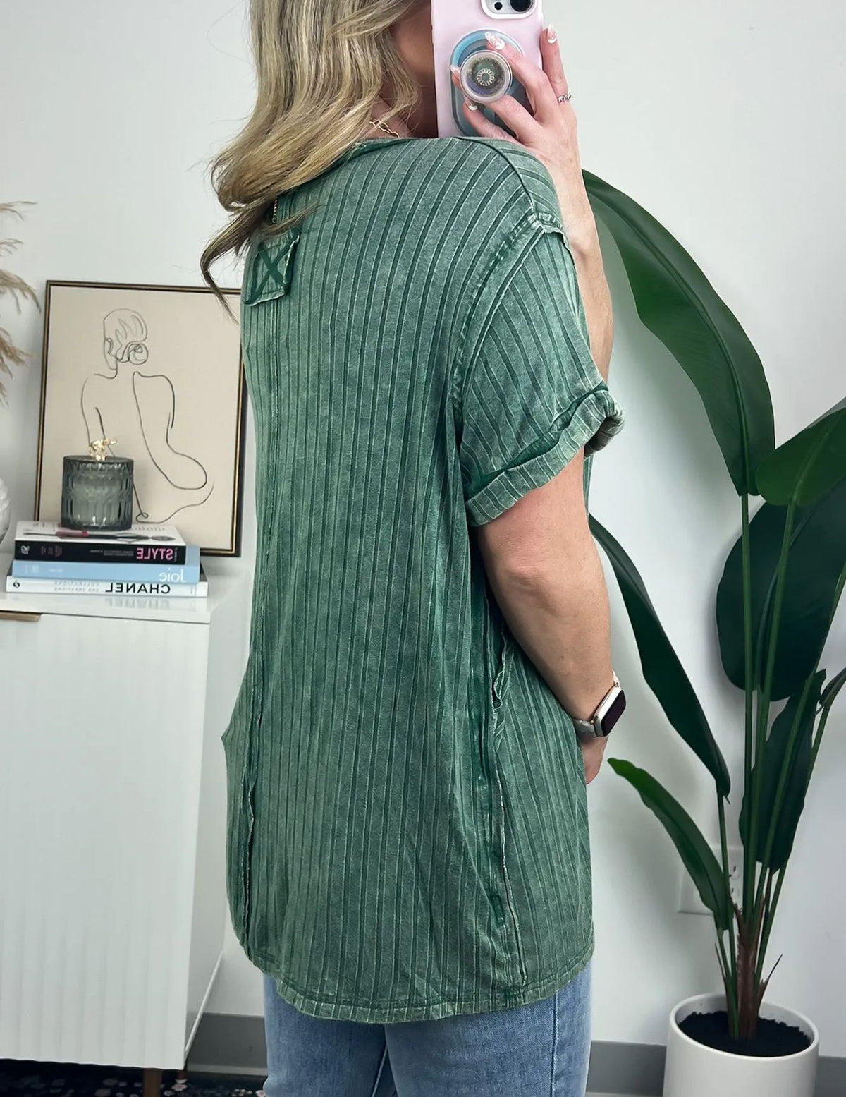 Washed Ribbed Plunger Short Sleeve