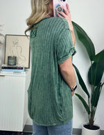 Washed Ribbed Plunger Short Sleeve
