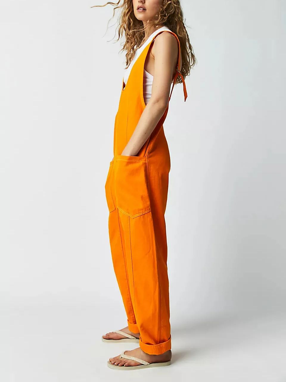 Women's Denim Sleeveless Loose Jumpsuit with Pockets