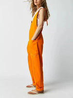 Women's Denim Sleeveless Loose Jumpsuit with Pockets