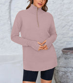 Women's Half Zip Oversized Ribbed Knit Pullover Sweater (Buy2 Free Shipping )