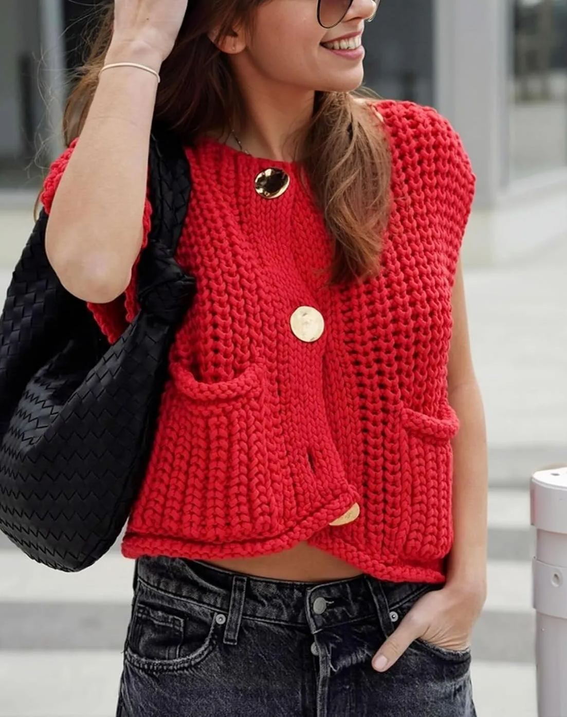 Women's Crochet Knit Sweater Vest