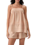 Women's Striped Tank Top and Shorts Two-Piece Set