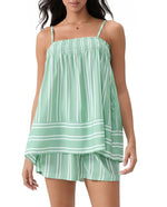 Women's Striped Tank Top and Shorts Two-Piece Set