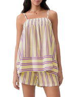 Women's Striped Tank Top and Shorts Two-Piece Set