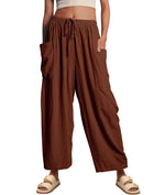 Women??s Casual Linen Blend Palazzo Pants
