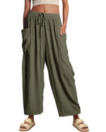 Women??s Casual Linen Blend Palazzo Pants