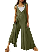 Women's Tie Strap Causal Sleeveless Wide Leg Long Rompers