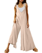 Women's Tie Strap Causal Sleeveless Wide Leg Long Rompers