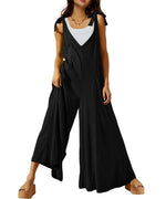 Women's Tie Strap Causal Sleeveless Wide Leg Long Rompers