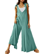Women's Tie Strap Causal Sleeveless Wide Leg Long Rompers