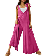 Women's Tie Strap Causal Sleeveless Wide Leg Long Rompers
