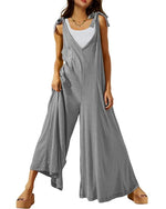 Women's Tie Strap Causal Sleeveless Wide Leg Long Rompers