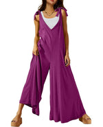 Women's Tie Strap Causal Sleeveless Wide Leg Long Rompers
