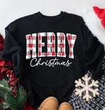 "Merry Christmas" Plaid Graphic Sweatshirt