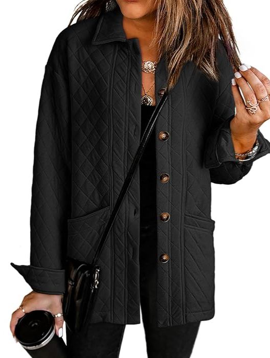 Women'sCasual Button Down Long Sleeve Quilted Jackets