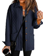 Women'sCasual Button Down Long Sleeve Quilted Jackets