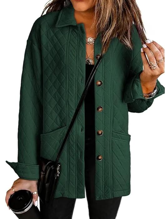 Women'sCasual Button Down Long Sleeve Quilted Jackets