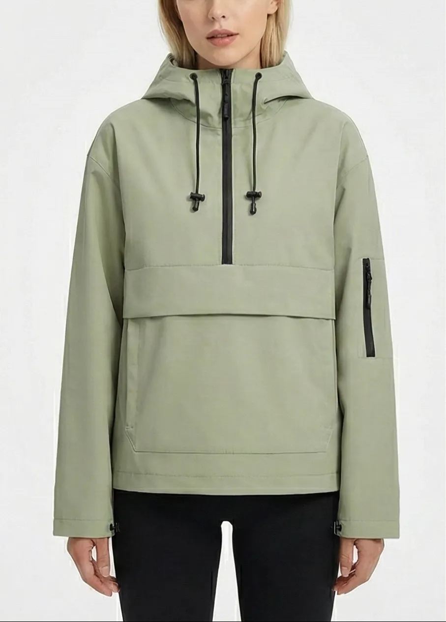 Fleece-lined Hooded Rain Jacket With Kangaroo Pocket (Buy 2 Free Shipping)