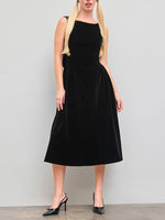 Boat Neck Bowknot Backless Midi Dress