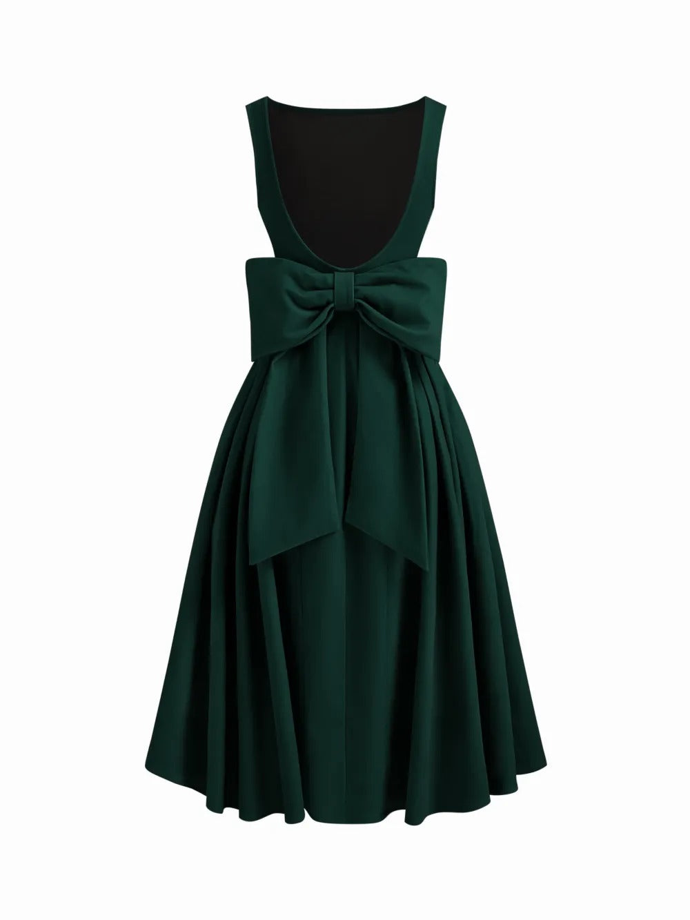 Boat Neck Bowknot Backless Midi Dress