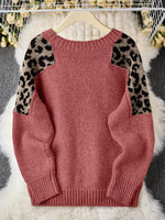 Women's Leopard Print Patchwork Sweater