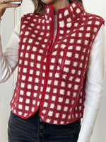 Women's Checkered Fuzzy Fleece Vests