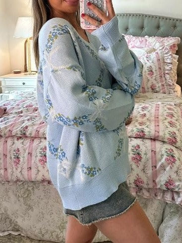 Women's Cute Bow Print Sweater