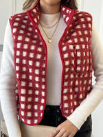 Women's Checkered Fuzzy Fleece Vests