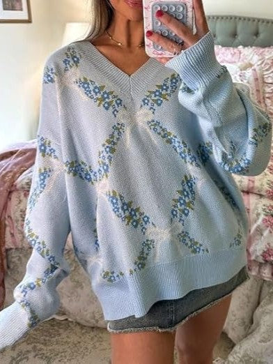 Women's Cute Bow Print Sweater