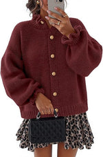 Women's Ruffled Neckline Button Up Cardigan