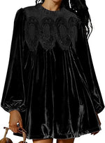 Women's Vintage Velvet Babydoll Dress