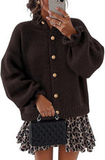 Women's Ruffled Neckline Button Up Cardigan