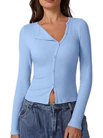 Women's Long Sleeve Ribbed Crewneck Tops