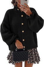 Women's Ruffled Neckline Button Up Cardigan