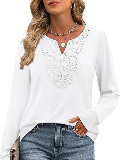 Women's Elegant V Neck Long Sleeve Top