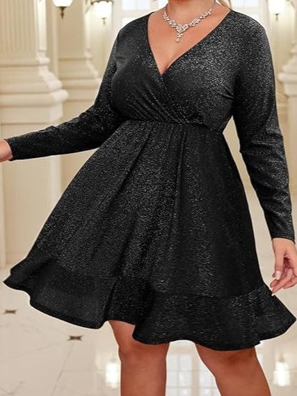 Women's V Neck Sequin Mini Dress