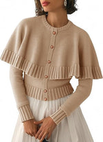 Women'sLong Sleeve Fall Knit Cape Sweaters