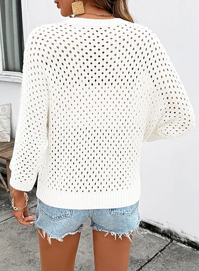 Women's Crochet 3/4 Length Sleeve Shirts