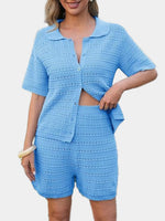 Women's Crochet Knit Tops and Shorts 2 Piece