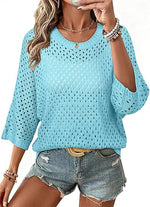 Women's Crochet 3/4 Length Sleeve Shirts