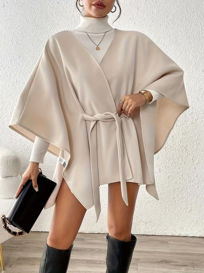 Women's Belted Poncho Coat