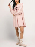 Women's Valentine's Pink Ruffled Bow Dress