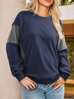 Women's Striped Round Neck Long Sleeve Sweatshirt